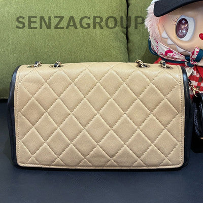 Chanel Classic Flap Beige Gold Hardware Chain Shoulder Crossbody Bag