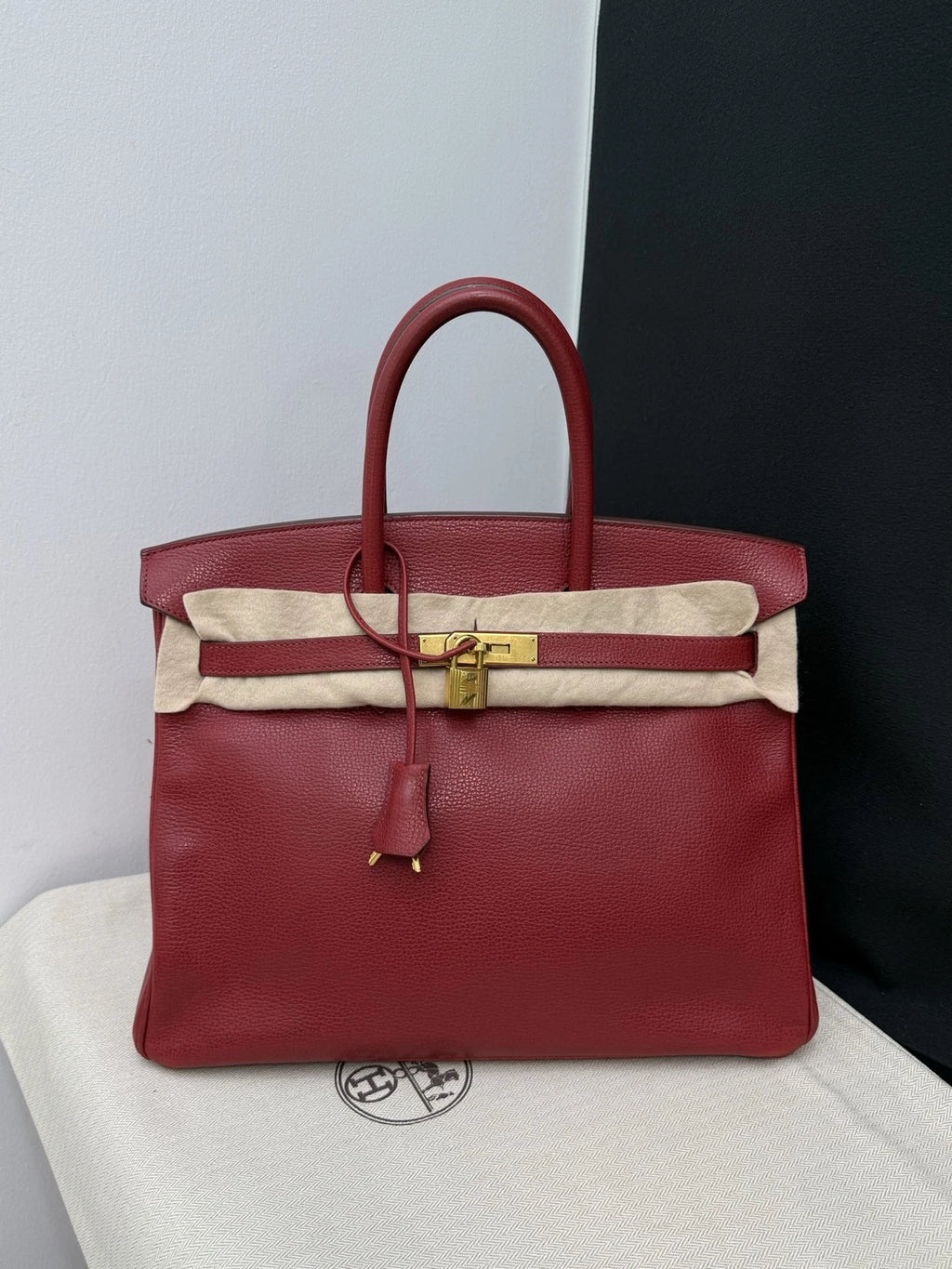 Hermès Birkin 35 Handbag Pomegranate Red Gold Women Classic