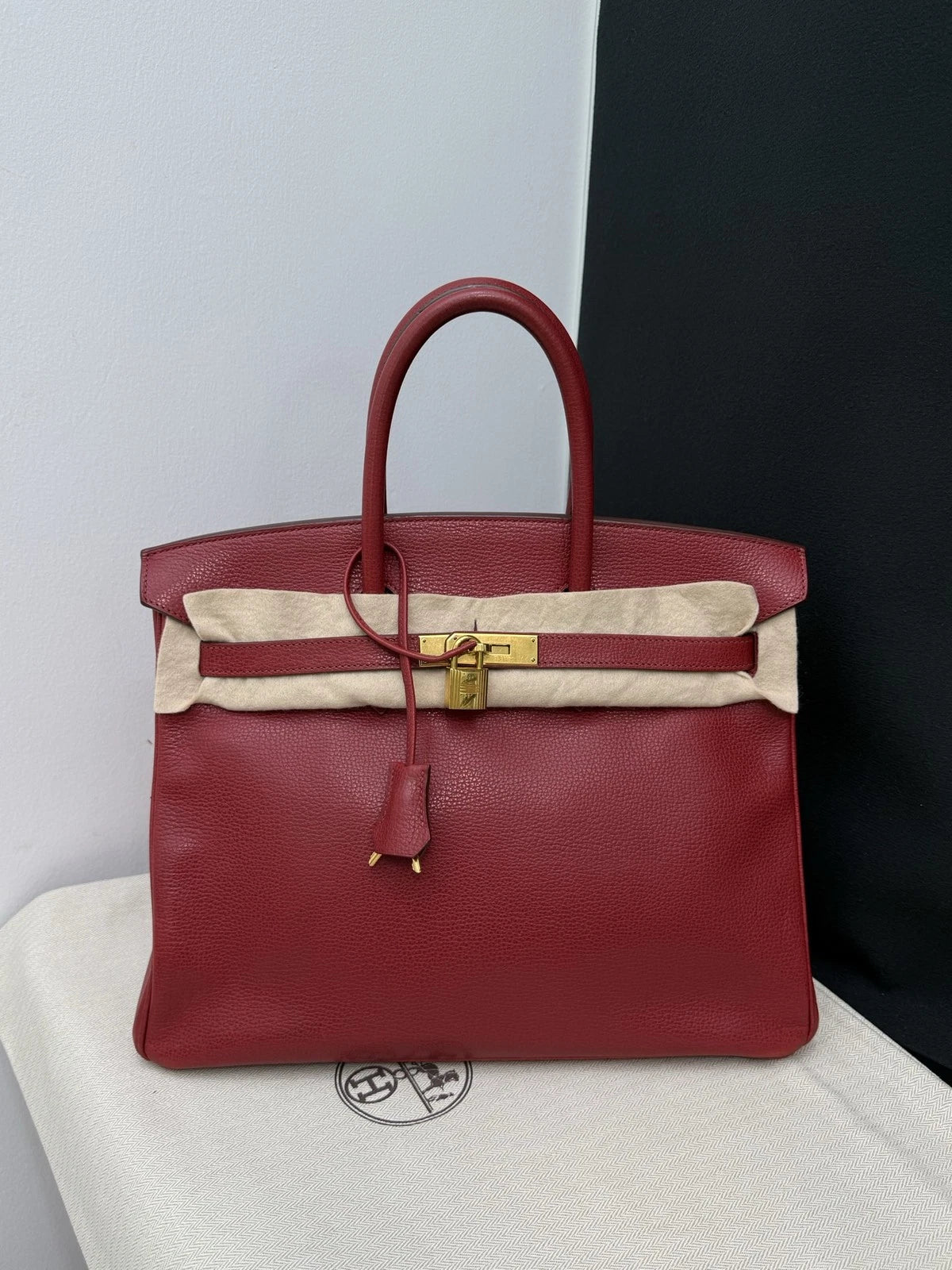 Hermès Birkin 35 Handbag Pomegranate Red Gold Women Classic