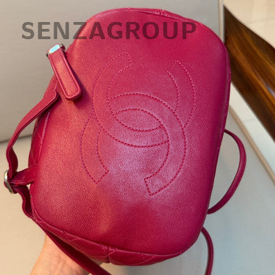 Chanel Quilted Backpack Red Silver Hardware Classic Women's Bag