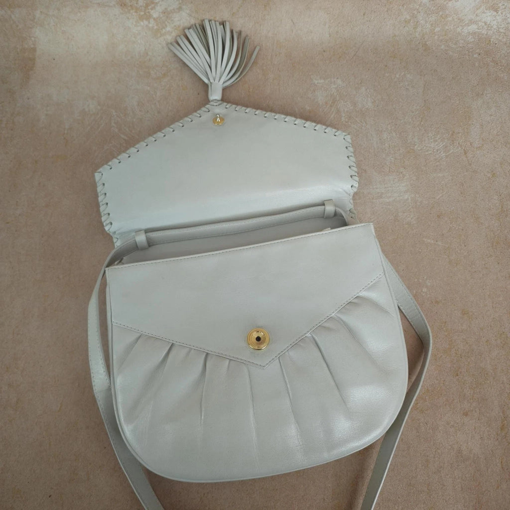 Saint Laurent Saddle White Cream Shoulder Bag Excellent