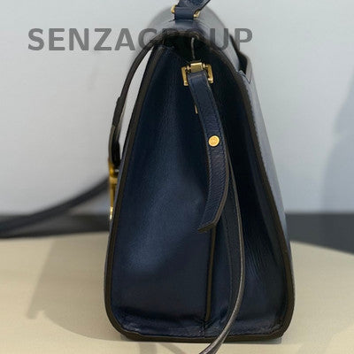 Saint Laurent Cassandra Medium Navy Blue Leather Suede Shoulder Crossbody Bag