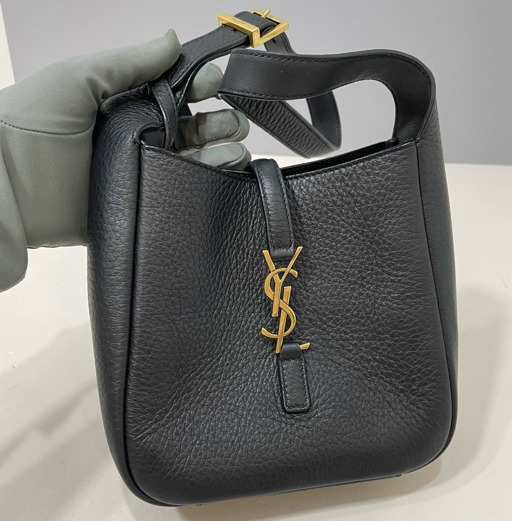Saint Laurent Hobo Mini Shoulder Bag Black Gold Women Classic