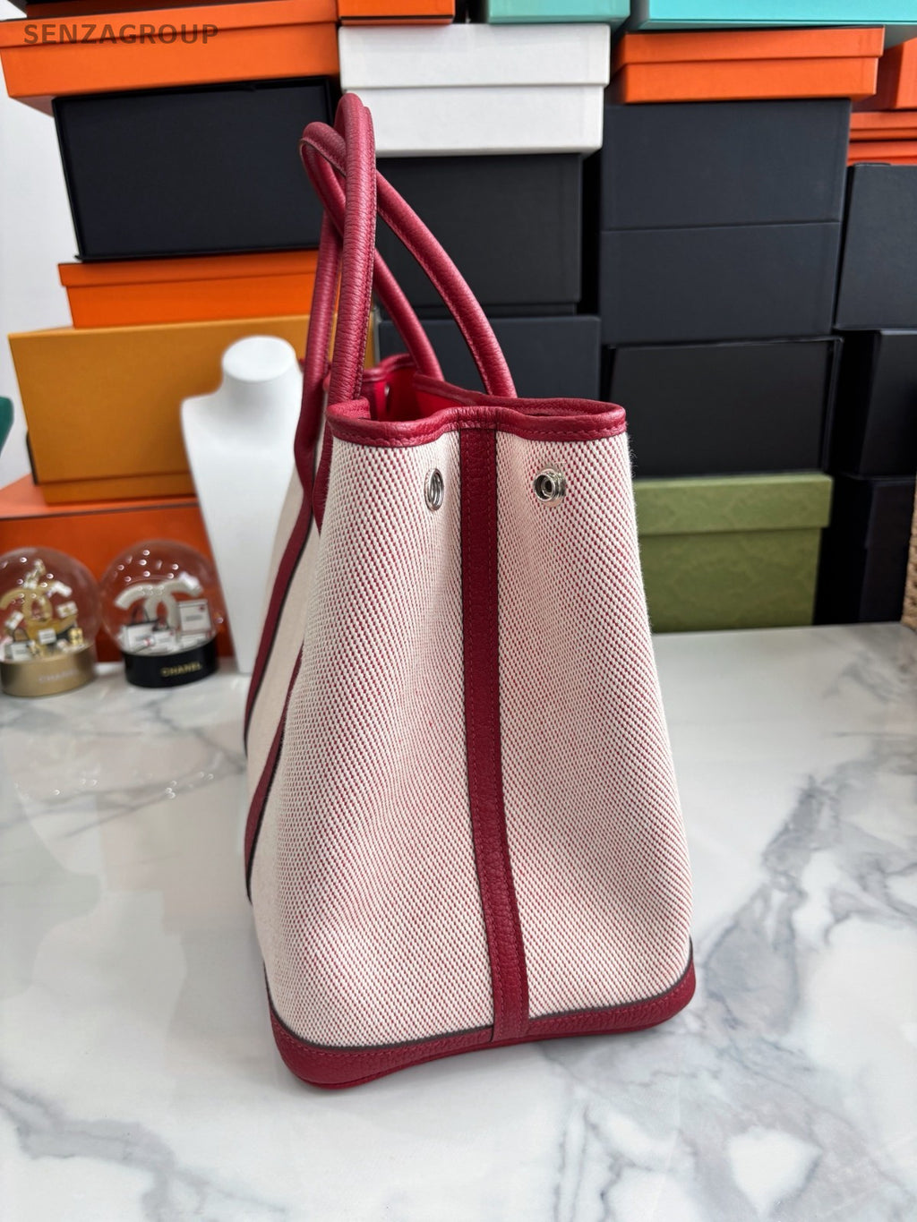 Hermes Peach Pink Garden 36 Shoulder Handbag Canvas tote Almost brand new