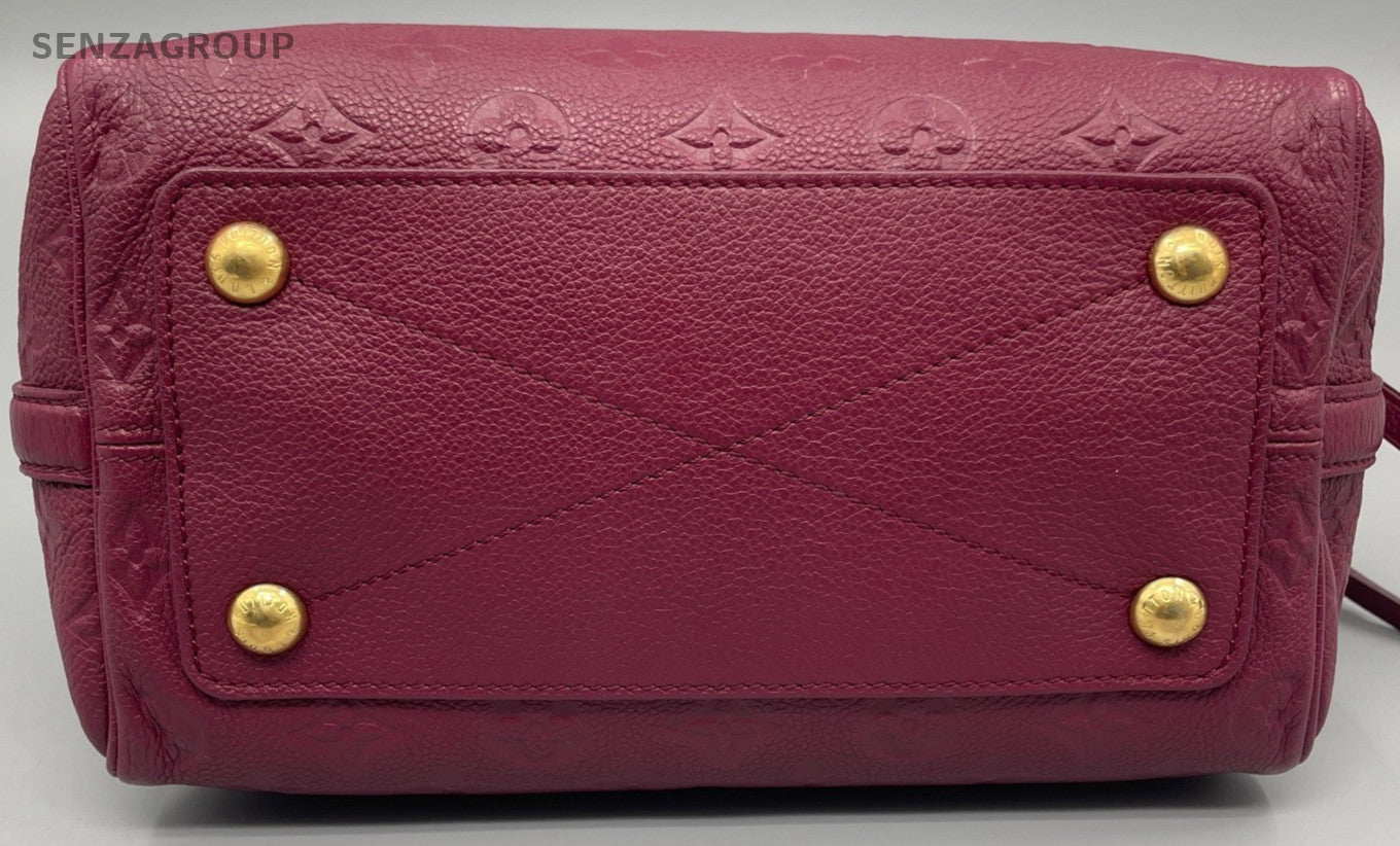 Louis Vuitton Speedy Monogram Calfskin Top Handle Bag Crossbody Red Women
