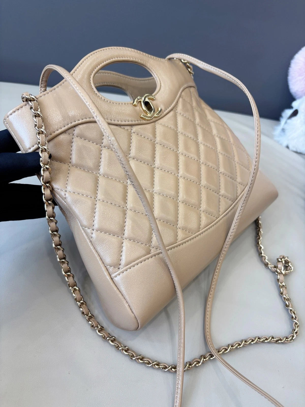 Chip Version Chanel 31Bag Mini Beige Tote Handbag Gold Chain Crossbody Diamond