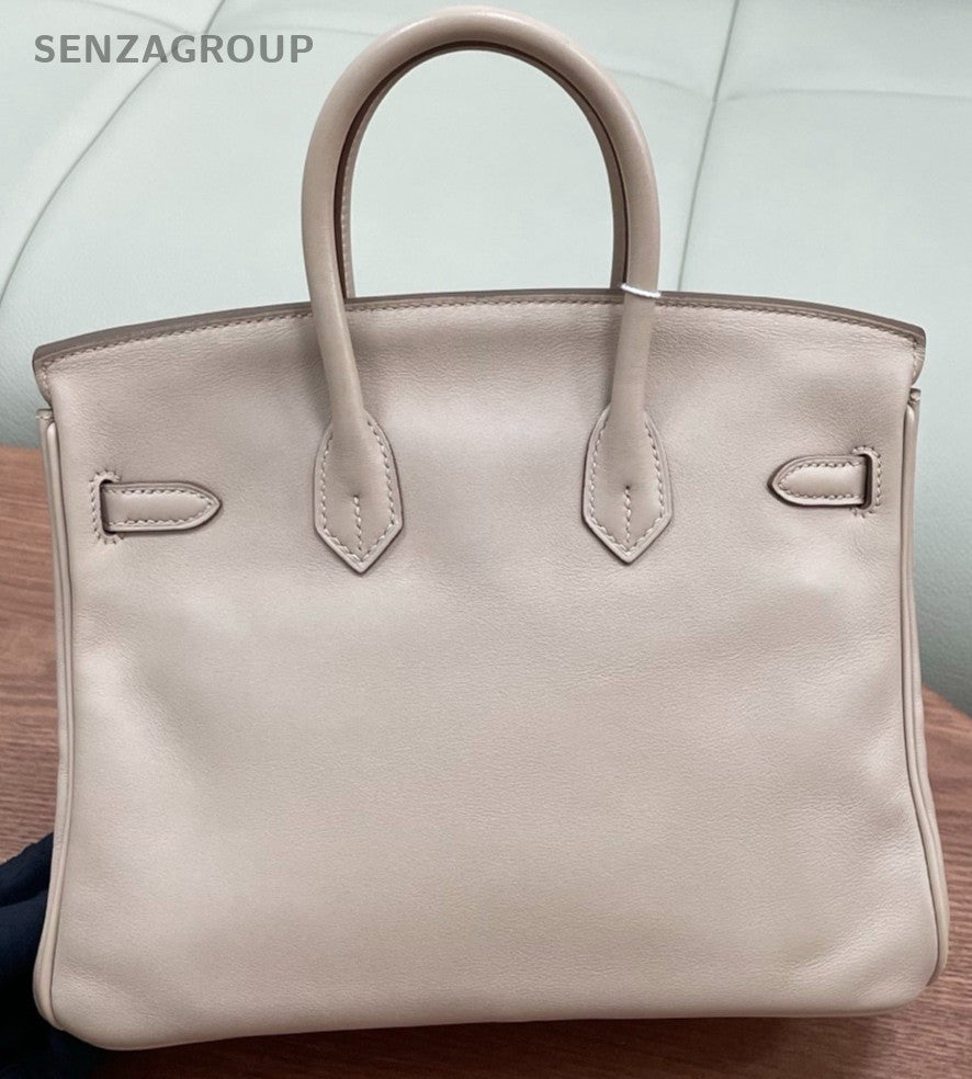 Hermes Birkin25 1F Swift Leather Top Handle Bag Gray Silver Used Women Designer