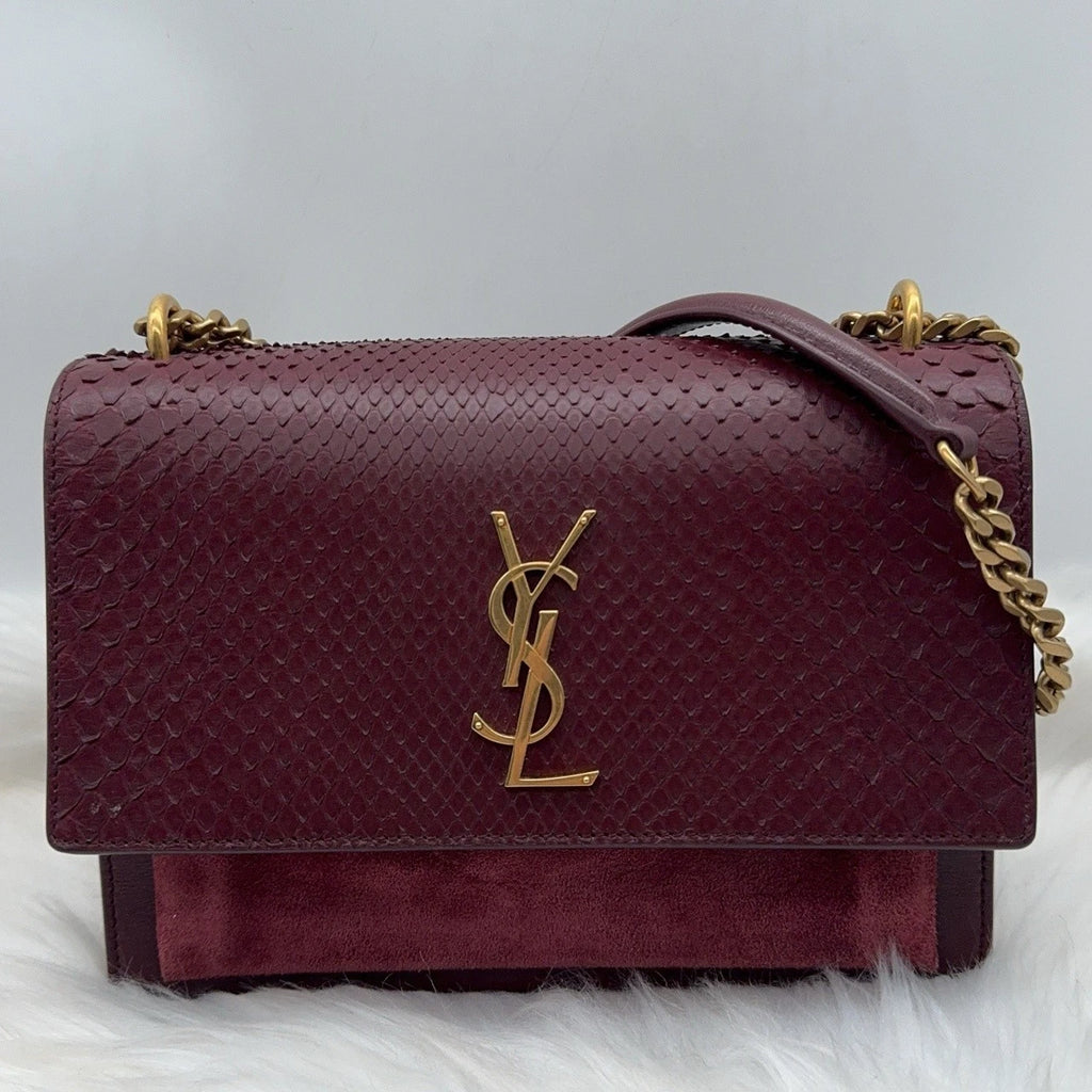 YSL Red Scale Pattern Leather Shoulder Crossbody Bag For Women