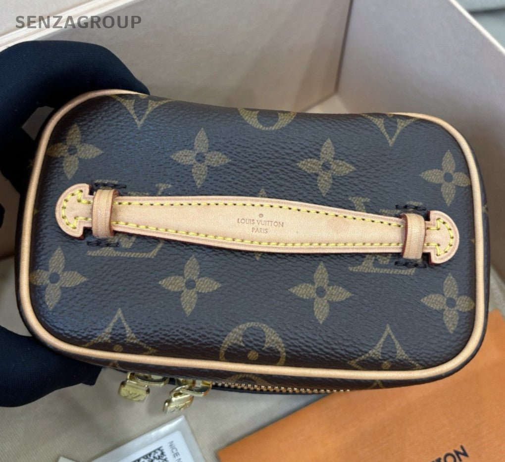 Louis Vuitton Nice Nano Monogram Top Handle Bag Brown Gold Women Classic