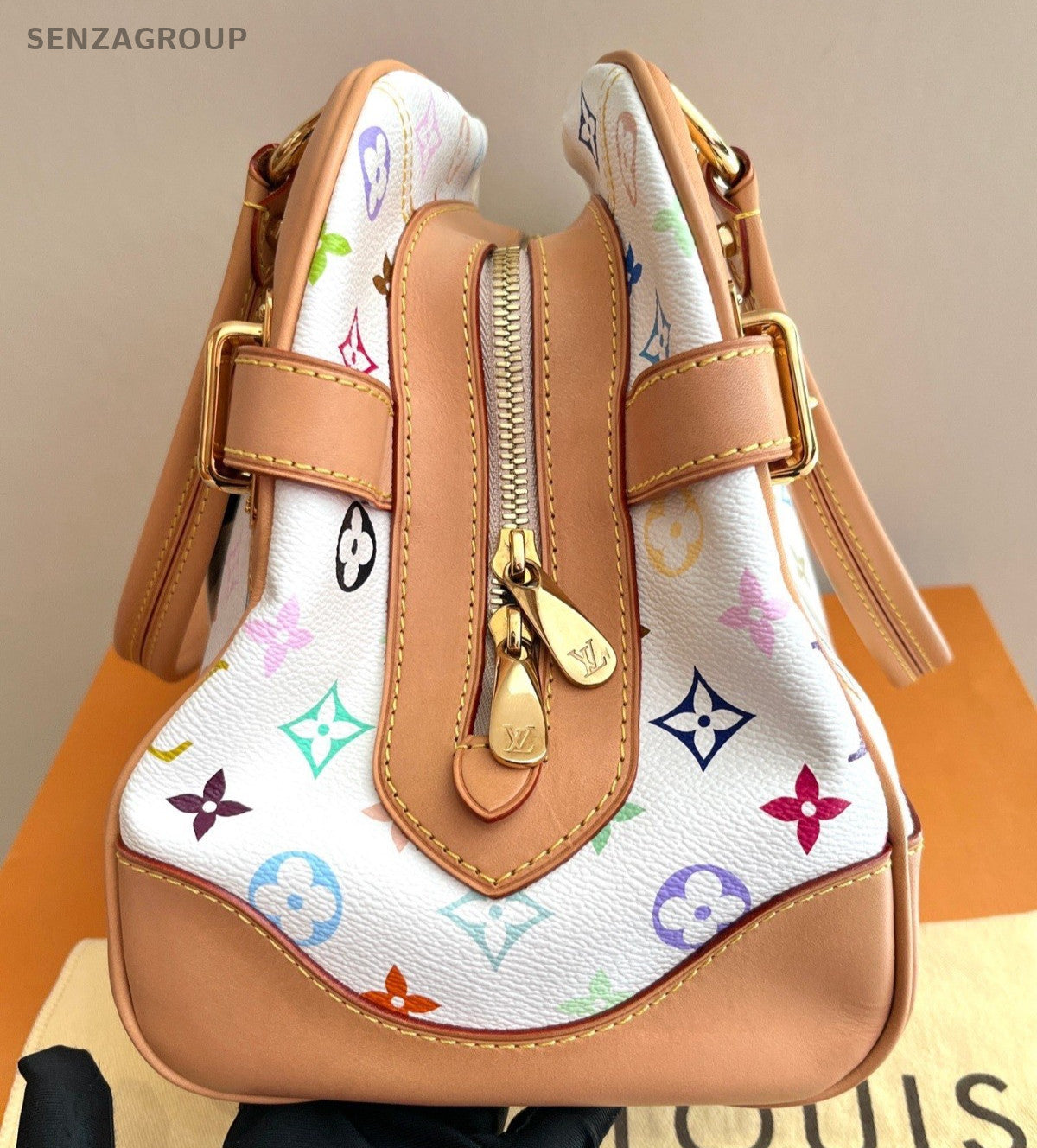 Louis Vuitton Claudia Monogram White Multicolor Shoulder Bag Women Vintage