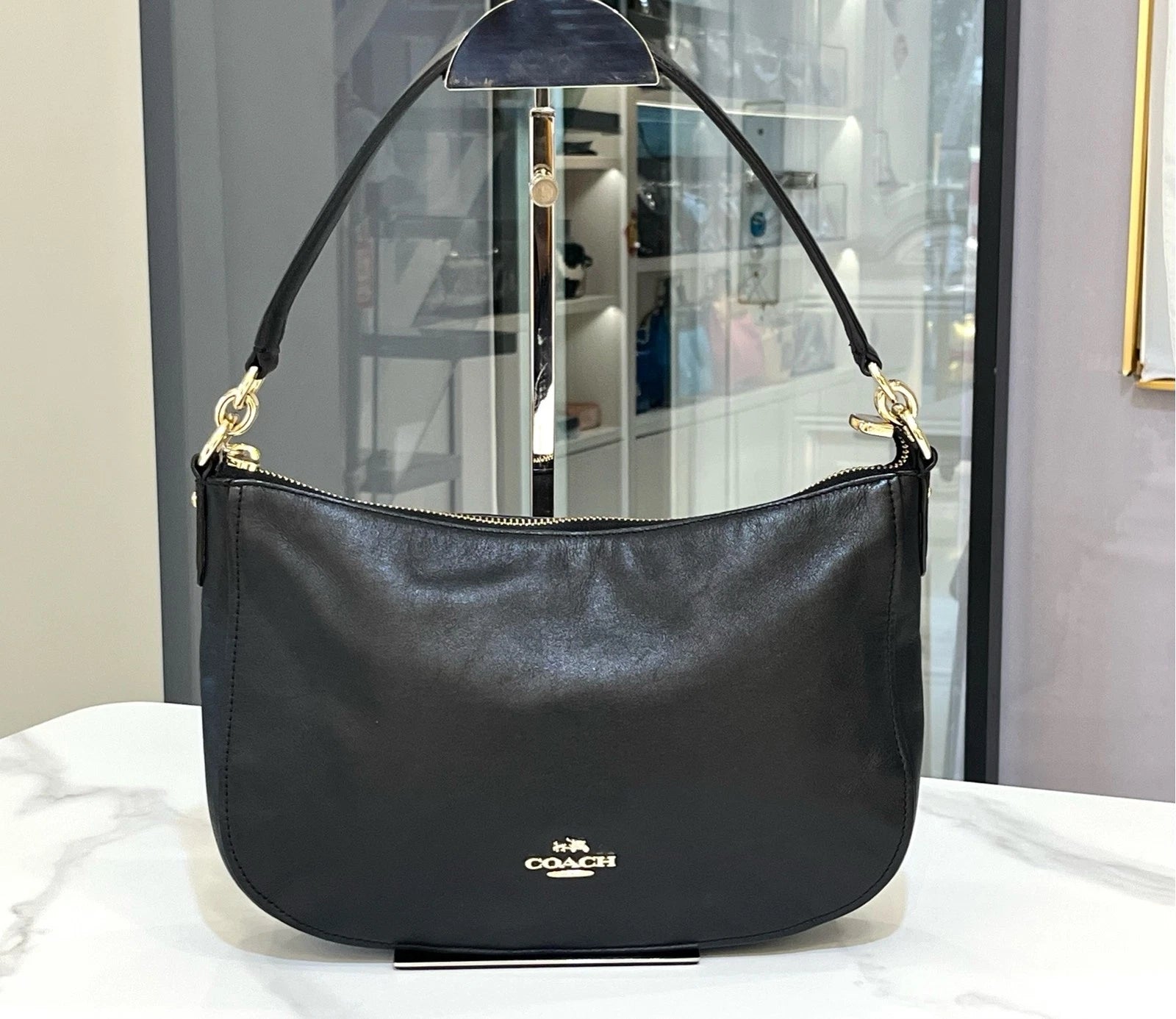 Coach Black Leather Shoulder Crossbody Silver For Women