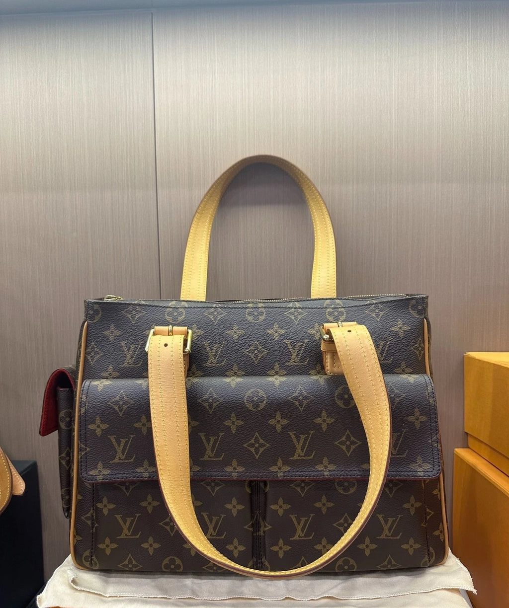 Louis Vuitton Vintage Monogram Camel Large Shoulder Handbag For Women