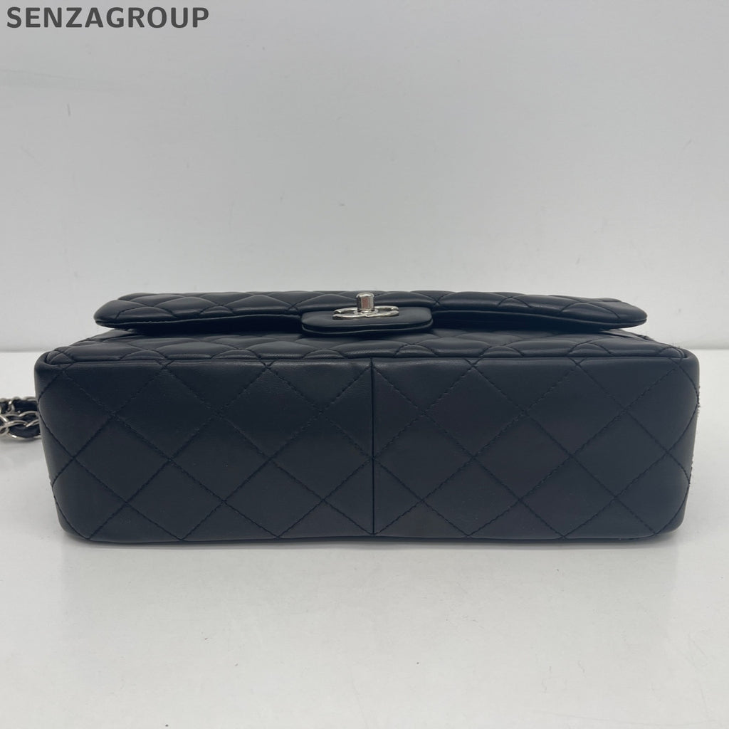 Chanel Black Silver Lambskin CF Jumbo Chain Shoulder Crossbody Bag