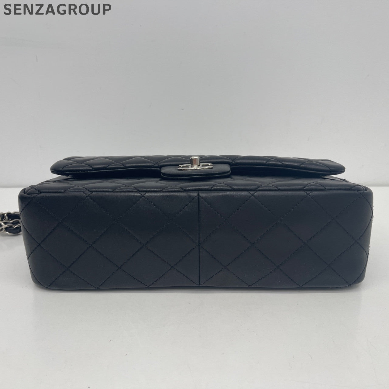 Chanel Black Silver Lambskin CF Jumbo Chain Shoulder Crossbody Bag