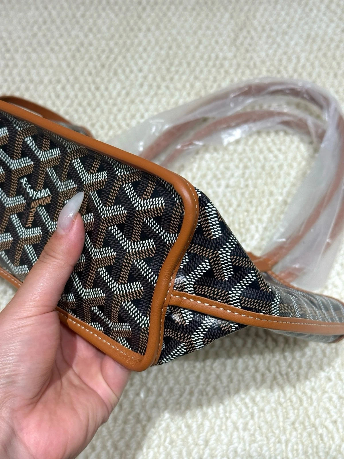 Goyard Anjou Brown Mini Canvas Tote Shoulder Bag For Women