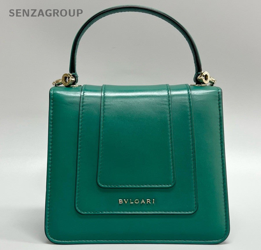 Bvlgari Serpenti PM Top Handle Bag Crossbody Green Gold Women Fashion
