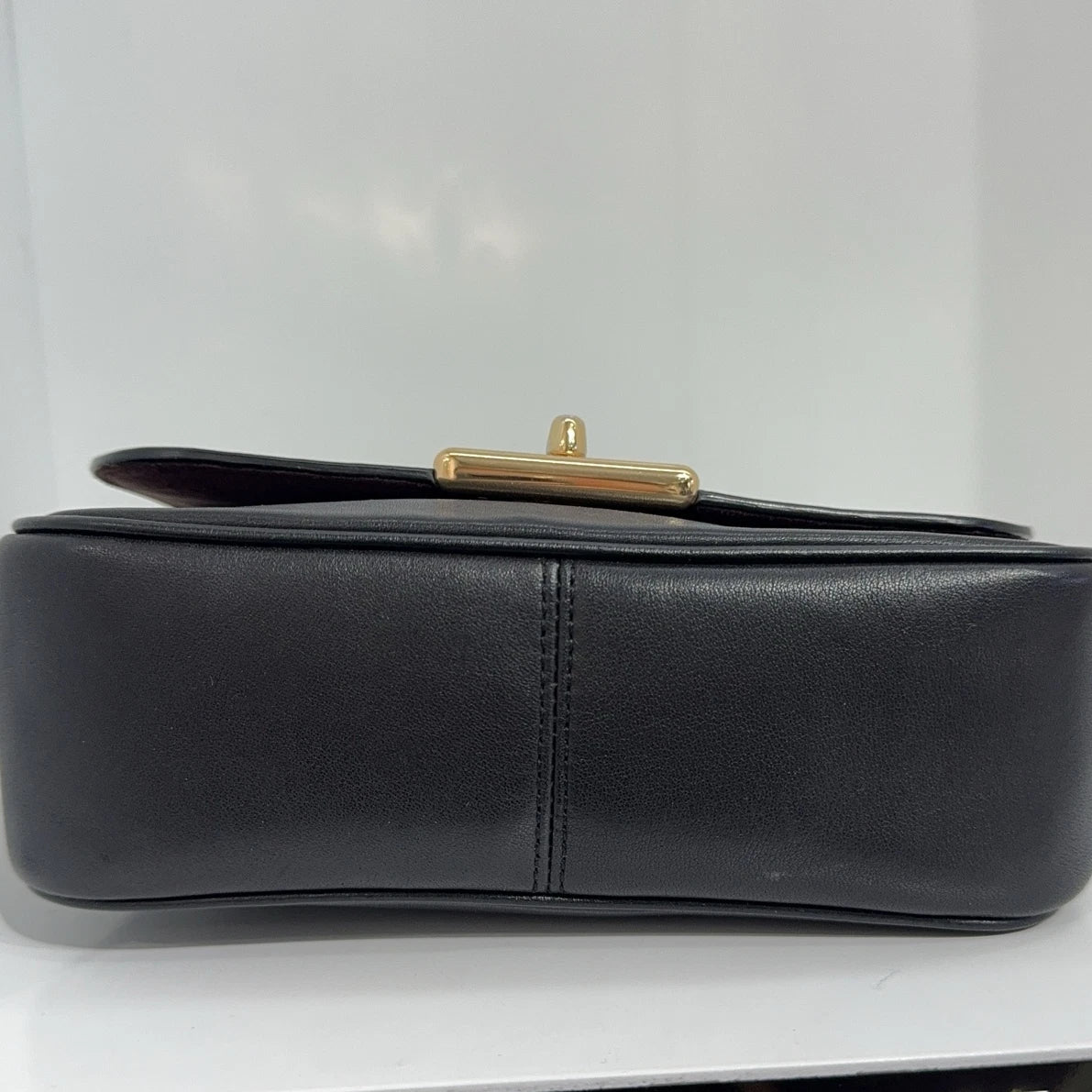 Coach Black Leather Chain Shoulder Crossbody Bag For Women