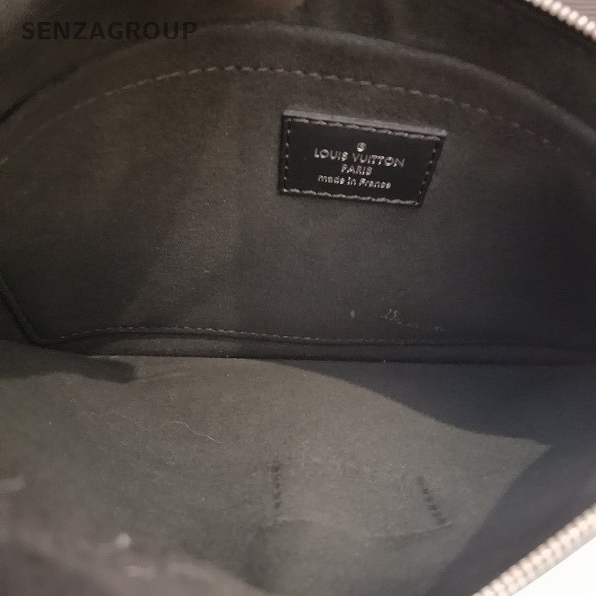 Louis Vuitton Neverfull MM Epi Tote Shoulder Bag Black Silver Women Classic
