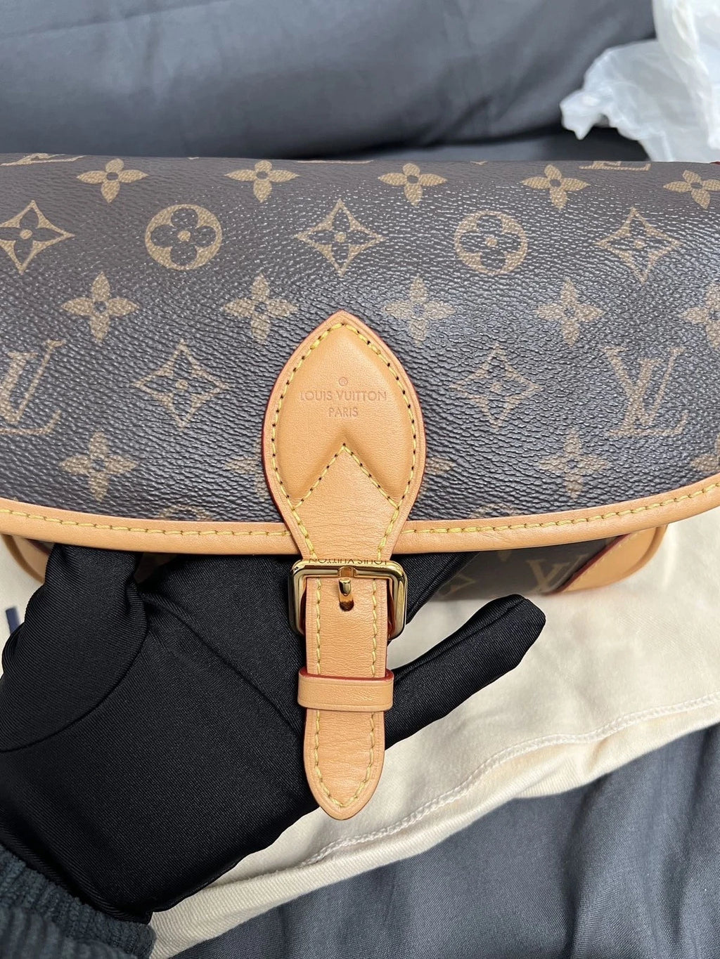 Louis Vuitton Diane Monogram Brown Gold Shoulder Bag Crossbody Excellent