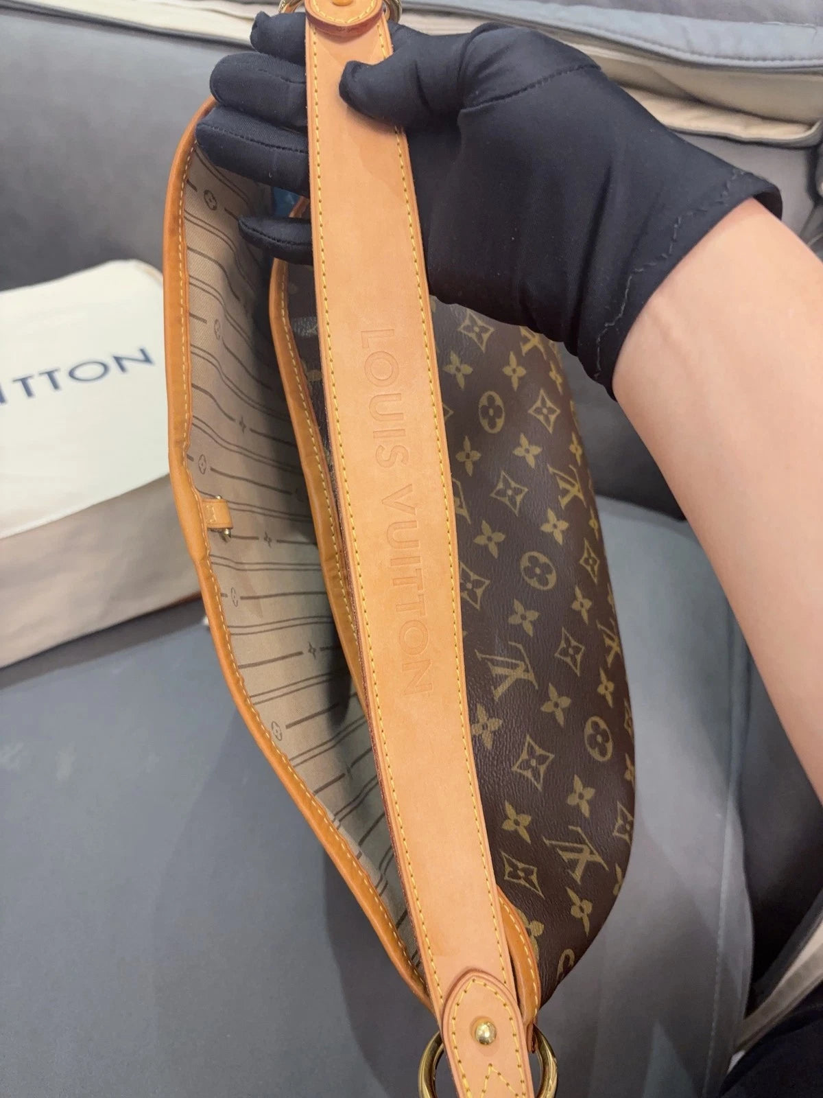Aunthentic Louis Vuitton Delightful PM Monogram Top Handle Crossbody Brown