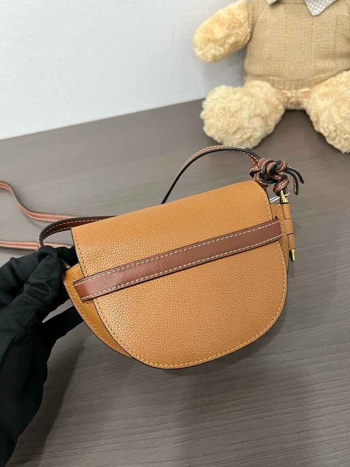 Loewe Brown Mini Gate Saddle Crossbody Bag For Women