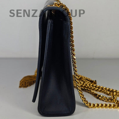 Saint Laurent Black Gold Chain Fringe Shoulder Crossbody Bag Classic