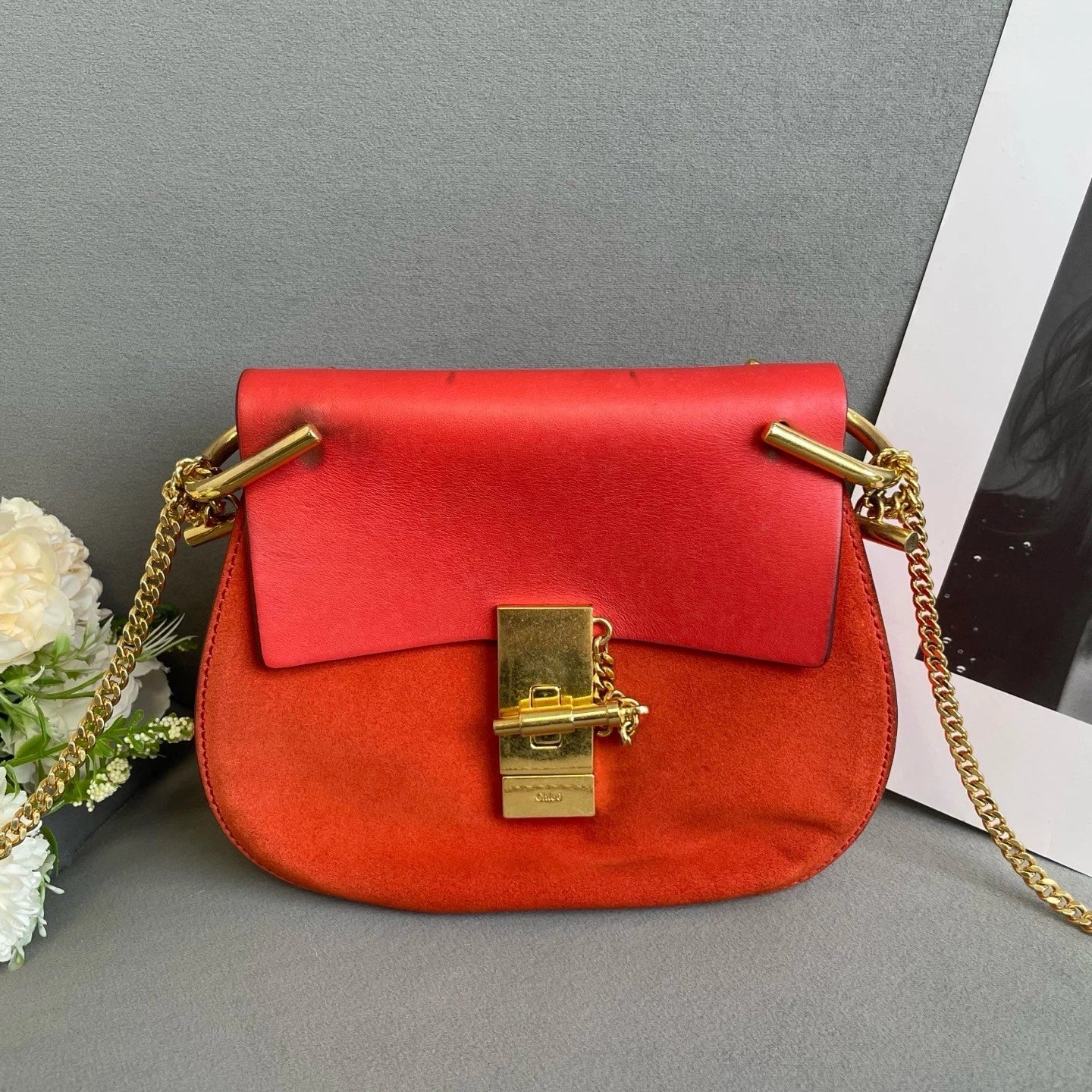 Chloe Red Leather Crossbody Bag For Women
