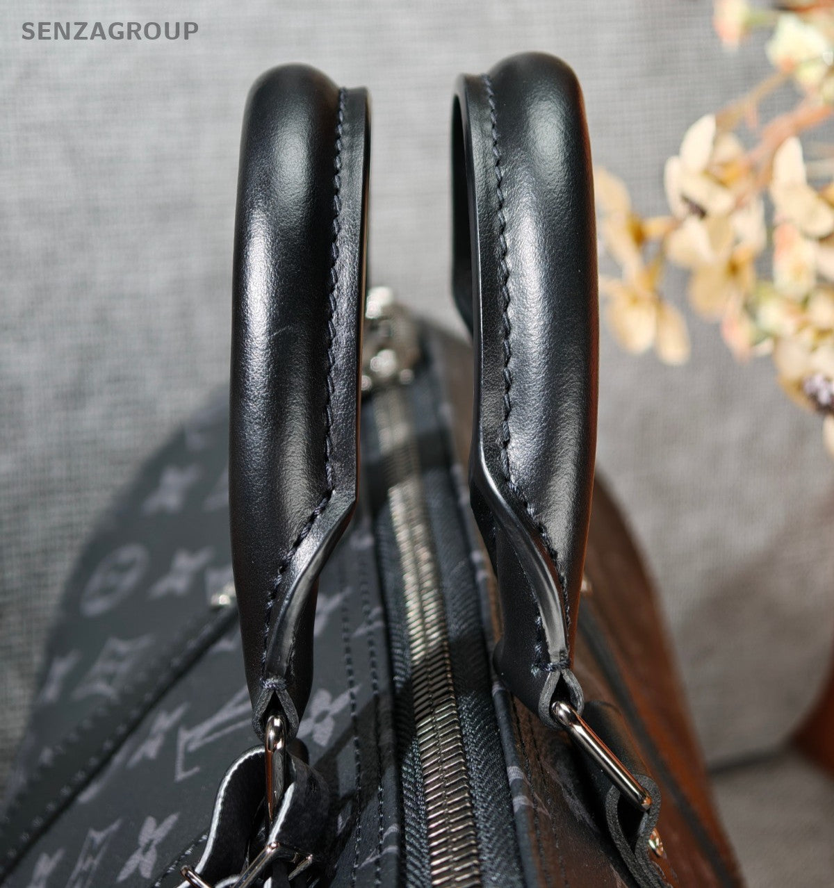 Louis Vuitton Keepall35 Top Handle Bag Crossbody Black Silver Unisex Adults