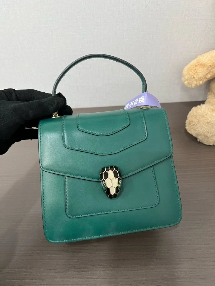 Bvlgari Green Serpenti Accordion Bag For Women