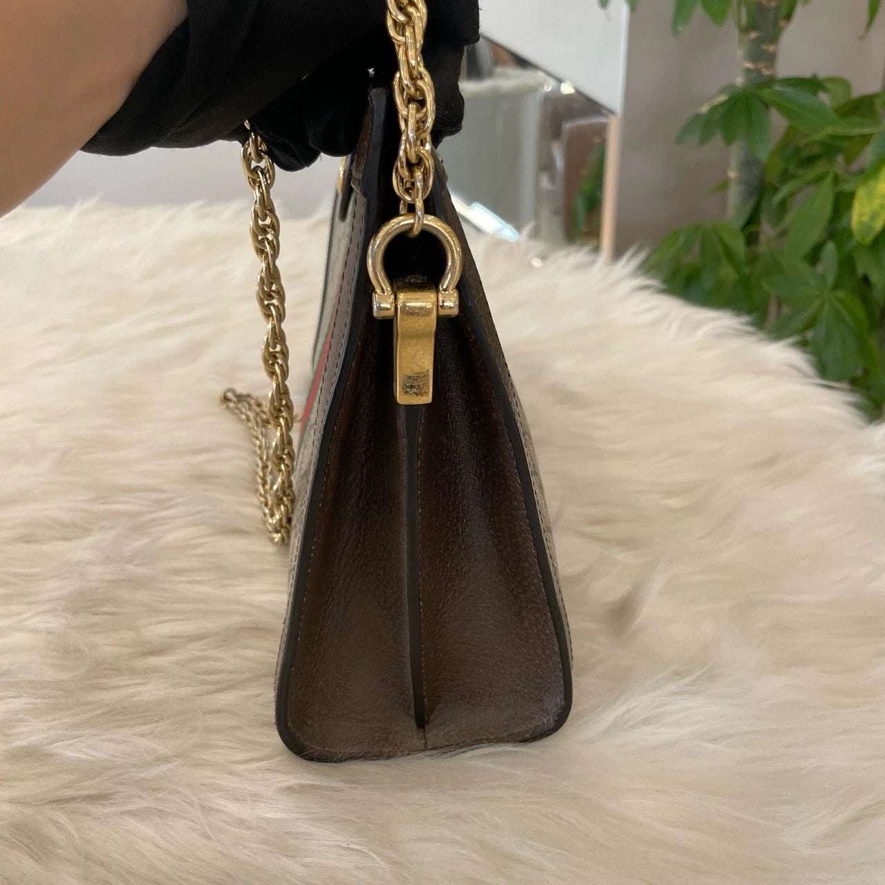 Gucci GG Marmont Matelasse Chain Shoulder Bag Large Brown