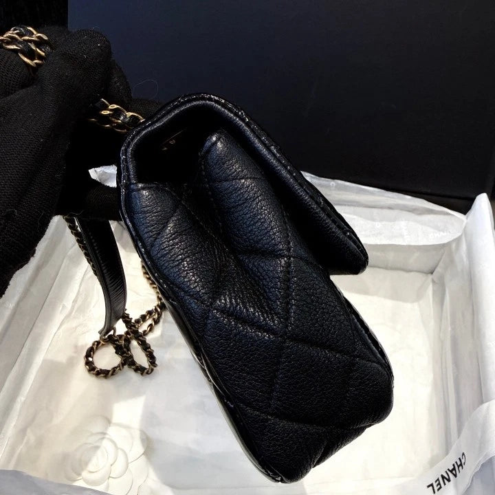 Chanel Classic Flap Mini Patent Goatskin Chain Shoulder Crossbody Bag Women D