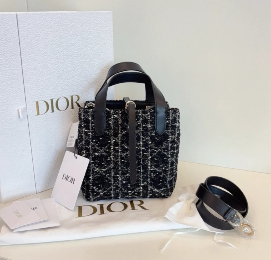 Christian Dior Toujours PM Tote Top Handle Bag Shoulder Bag Black Women Fashion