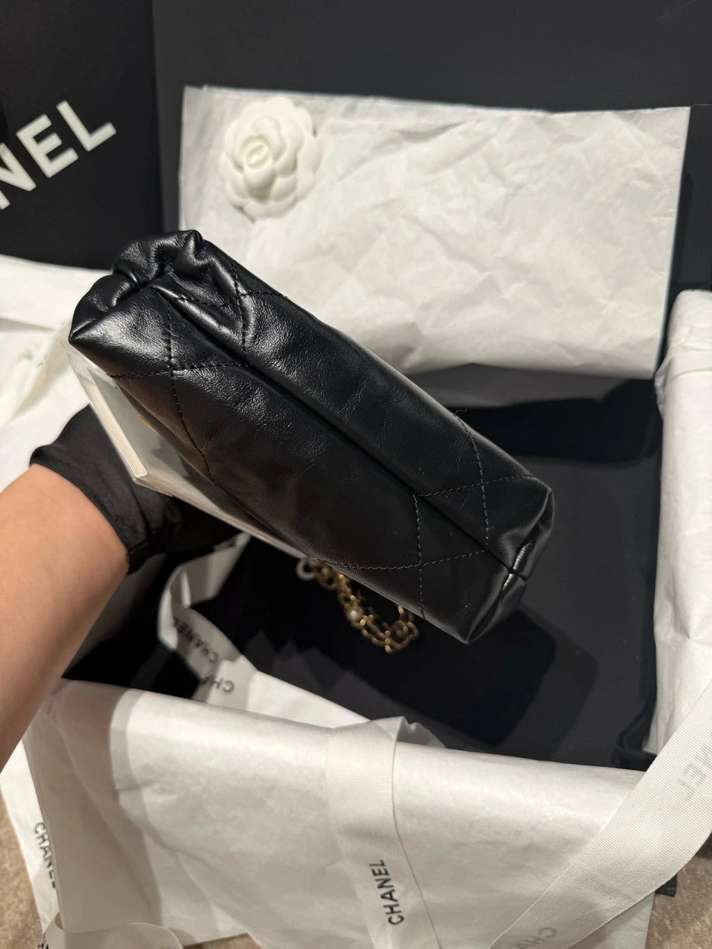 New CHANEL 22 Mini Tote Detachable Pearl Chain Shoulder Bag For Women