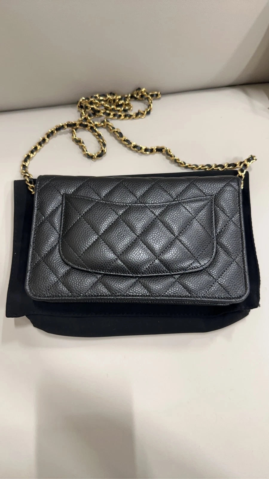 Chanel Black Gold Calfskin WOC Crossbody For Women