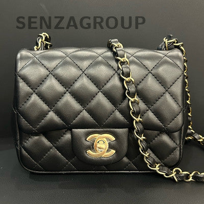 Chanel Classic Flap Quilted Chain Shoulder Crossbody Bag Black Gold