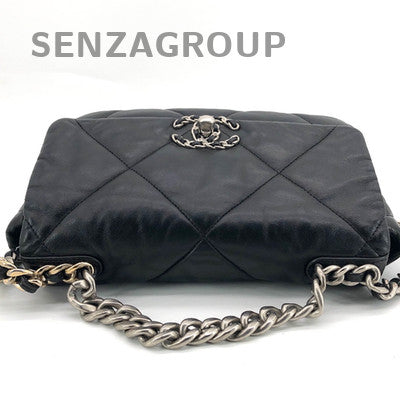 Chanel 19 Bag Black Silver Lambskin Chain Shoulder Bag Small Classic
