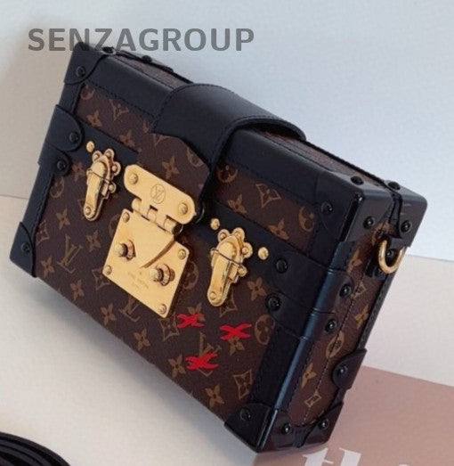 Louis Vuitton Petite Malle Monogram Box Shoulder Bag Crossbody Brown Women