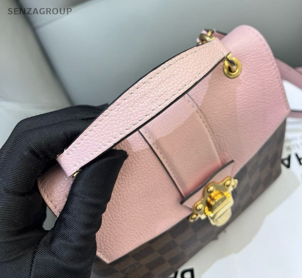 Louis Vuitton Clapton Backpack Damier Ebene Top Handle Brown Pink Women