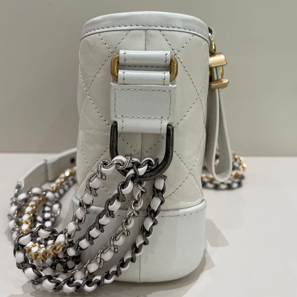 Chanel Gabrielle Small Quilted Chain Shoulder Bag - Silver White