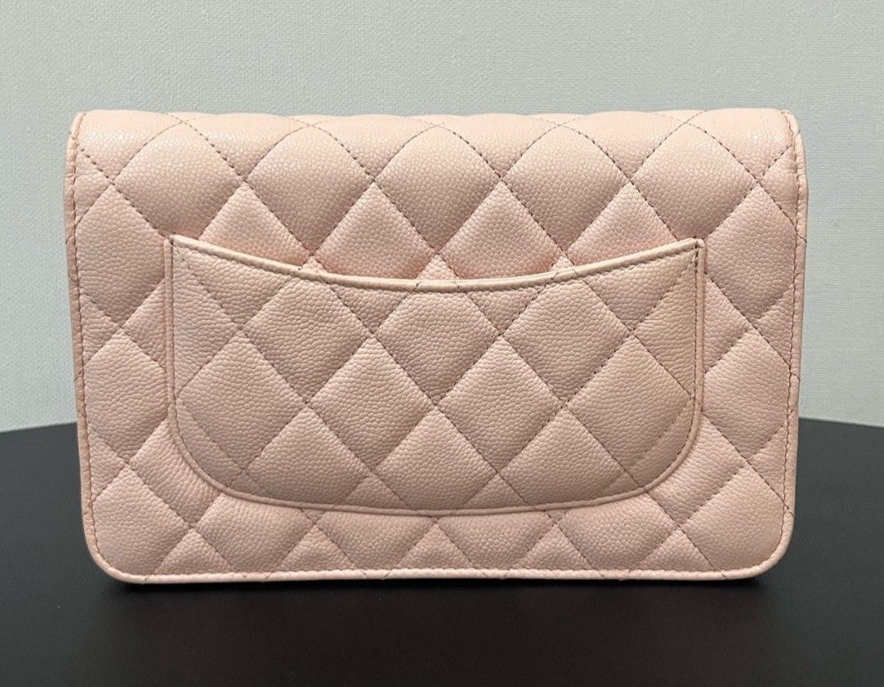 CHANEL Woc Diamond Pattern Calfskin Chain Shoulder bag Crossbody Pink Women