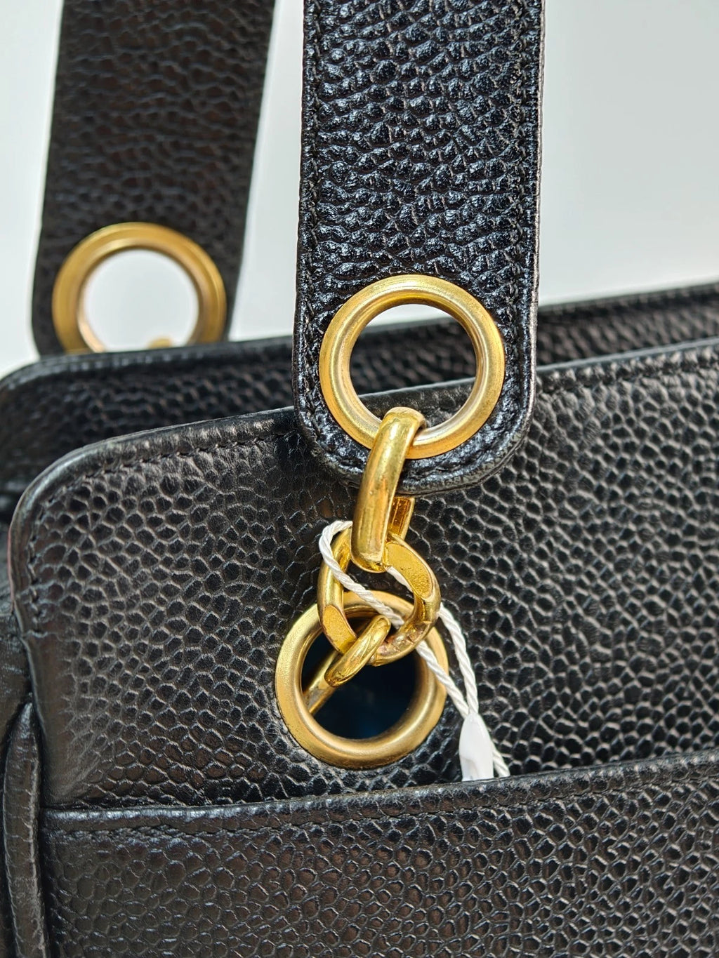 Chanel Vintage Tote Bag Shoulder Bag Black Gold Hardware Women Classic