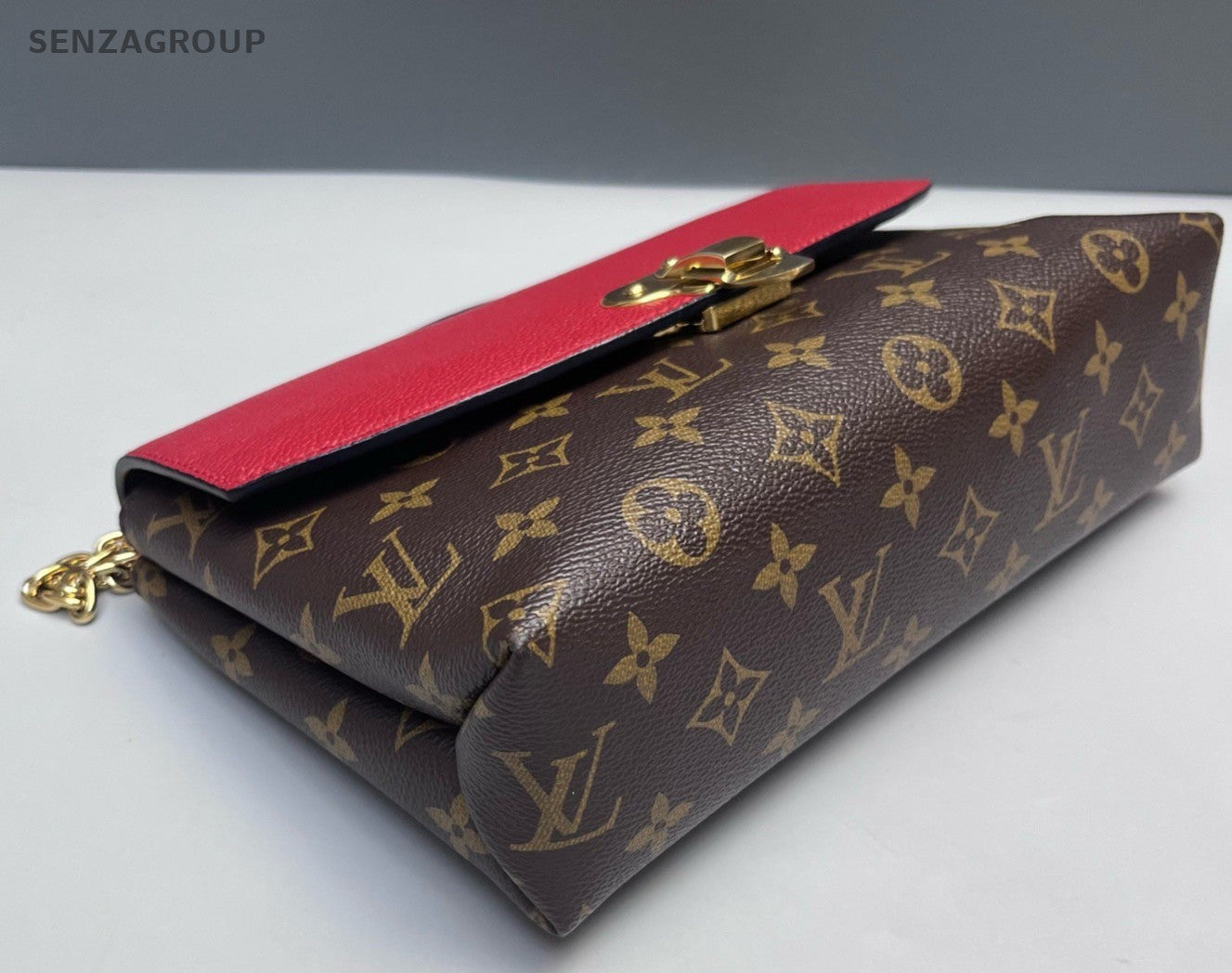 Louis Vuitton Saint Pallas Monogram Chain Shoulder Bag Brown Gold Women Classic