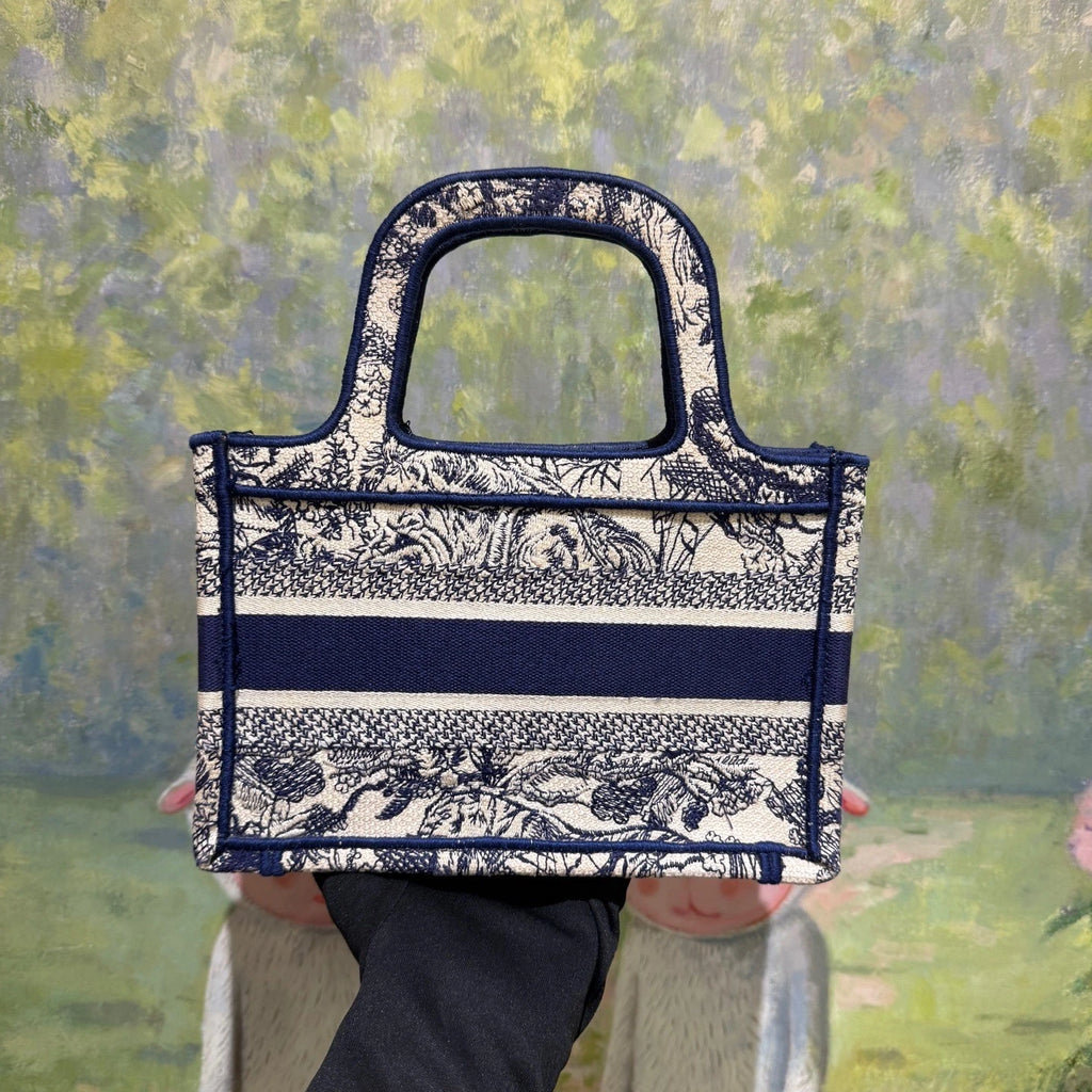 Dior Women Canvas Mini Embroidered Zoo Tote Bag