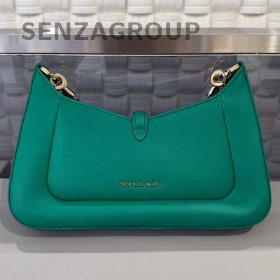 Bvlgari Serpenti Baia Hobo Chain Shoulder Bag Green Gold Clasp
