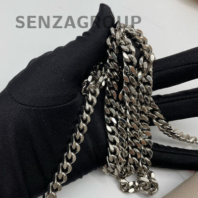 Saint Laurent YSL Kate Chain Shoulder Bag Grey White Silver Hardware