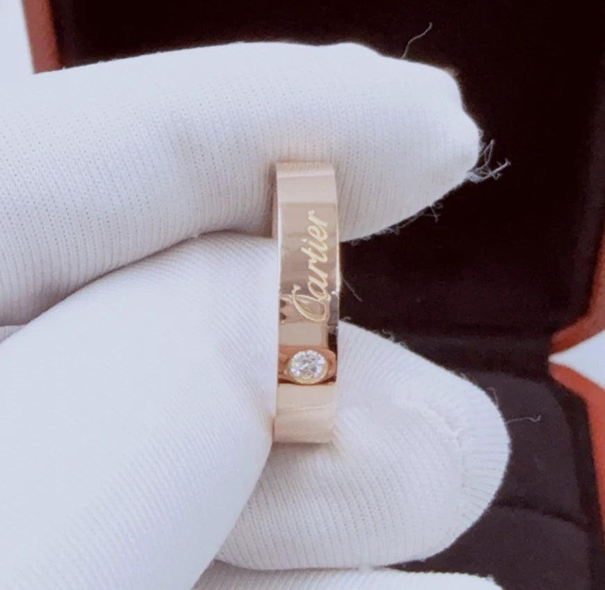 Cartier C DE Cartier 18k Rose Gold Band Ring with Diamond EU52/US6