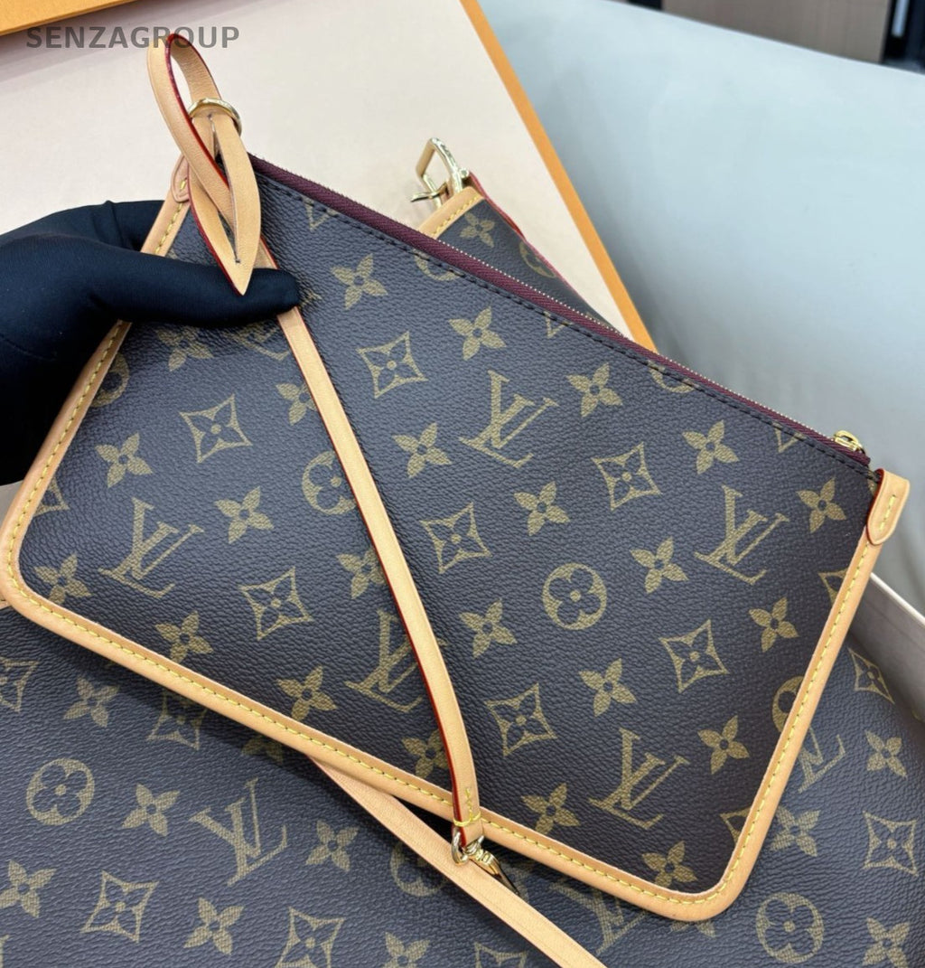Louis Vuitton Carryall MM Monogram Shoulder Bag Brown Gold Women Classic
