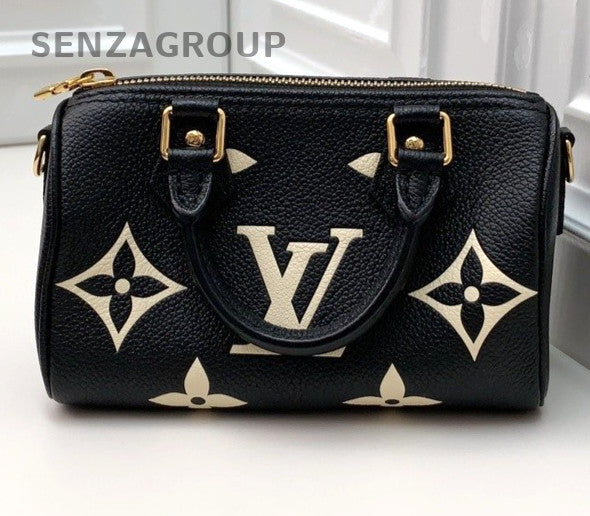 Louis Vuitton speedynano All-Leather Top Handle Shoudler Crossbody Bag Black