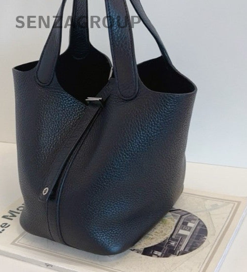 Hermes Picotin18 Lock Silver Hardware Tote Bag Black Used Women Classic
