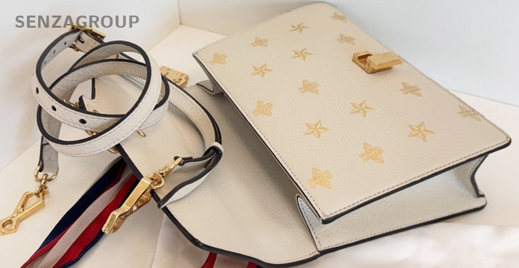 GUCCI Sylvie Bee Medium White Gold 2WAY Shoulder bag Women